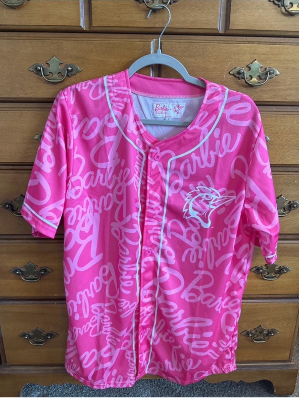 Barbie Hot Pink Script Baseball Jersey